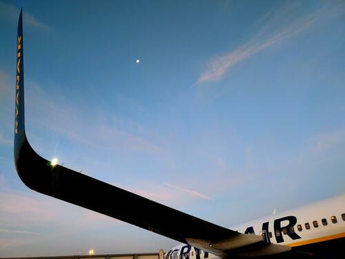 Moon behind wing